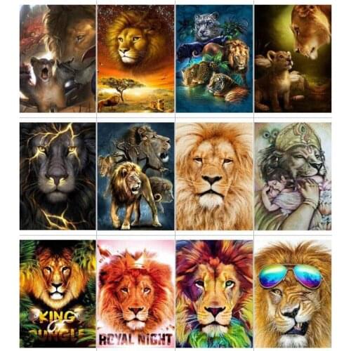DIY 5D Diamond Mosaic Lion tiger Handmade Diamond Painting Cross Stitch Kits Diamond Embroidery Patterns Rhinestones Arts