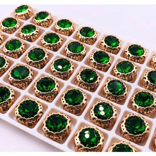 Set gems Nest Claw Base Round Golden crystal glass Garment Beads jewelry charms craft beads needlework for jewelry making