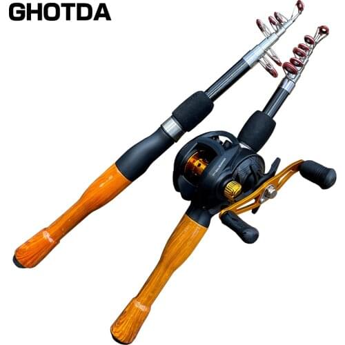 Multifunctional Fishing Gear Set 1.3m 1.6m 1.8m Carbon Fiber Rotating Telescopic Fishing Rod and Reel Left/Right