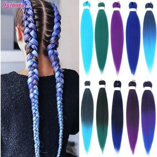 Lovepancy Pre Stretched Braiding Hair Extensions Easy Crochet Braid Hair Bundle Yaki Straight Ombre Synthetic Box Afro Braids