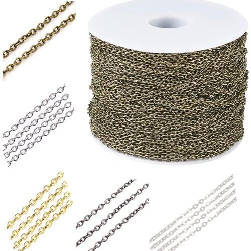 100m/roll Unwelded Antique Bronze Iron Cross Chains with Spool Lead Free Size: Chain: about 3mm long, 2mm wide, 0.5mm thick