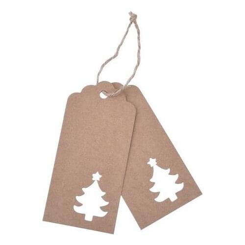 New 9.5*4.5cm Hollow Tree Scalloped Kraft Paper Card / Blank Tag / Christmas Gift Tag Price Label