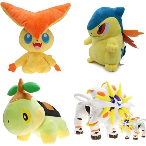 New Genuine Pokemoned Pikachued Typhlosion Solgaleo Victini Turtwig Evee Plush Toy Stuffed Doll Pet Plush Toy Puppet Plush Dol