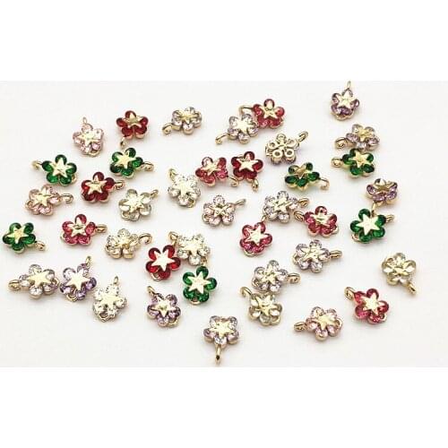 New Arrival!12x8mm 50pcs Cubic Zirconia Flower Connector for Handmade Earring DIY Parts,Jewelry Accessories Findings & Component