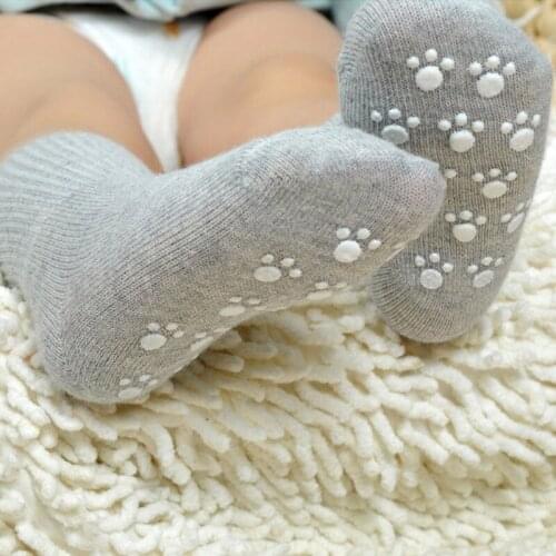 0~6Y Baby Anti Slip Socks Rubbers Unisex Baby Girl Boy Newborn Socks New Solid Color Infant Toddler Cotton Baby Sokken Kids Soft