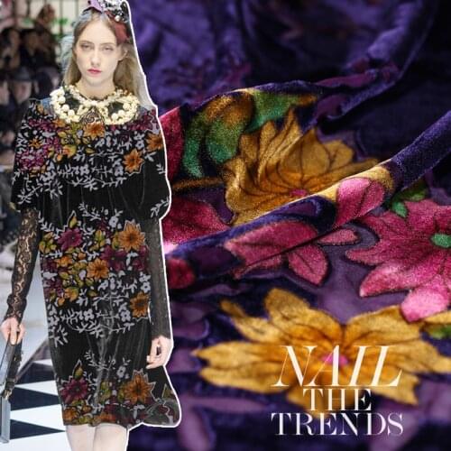 Hollow Natural Mulberry Silk Rayon Velvet Fabric Drape Burnout Breathable Clothing Cheongsam for Dress Fabric Cloth Per Meter