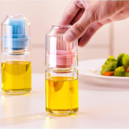 Portable Oil Bottle with Brush High Temperature Silicone Barbecue Grill Liquid Gadgets Kitchen Baking Pastry BBQ Tool