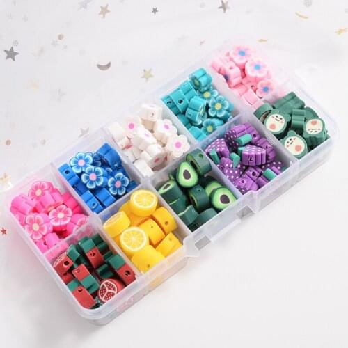 Colorful Fruit/Flower Shape Polymer Clay Spacer Beads For Jewelry Making DIY Bracelet Necklace Crafts Accessories 200Pcs/Box