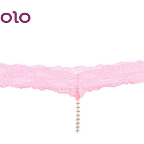 OLO Sexy Panties Hollow Out T-back Transparent Babydoll Chemise Women Sexy Lingerie Lace Transparent Pearl Female Exotic Apparel