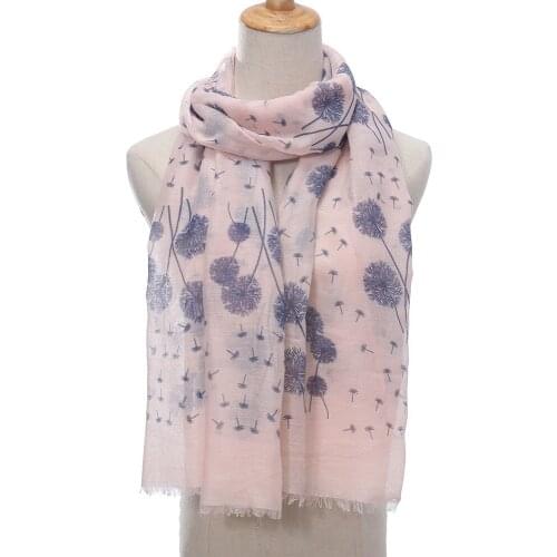 2021 New Dandelion Print Fringe Scarf Shawls Soft Flower Pattern Hijab Wrap 5 Color Free Shipping