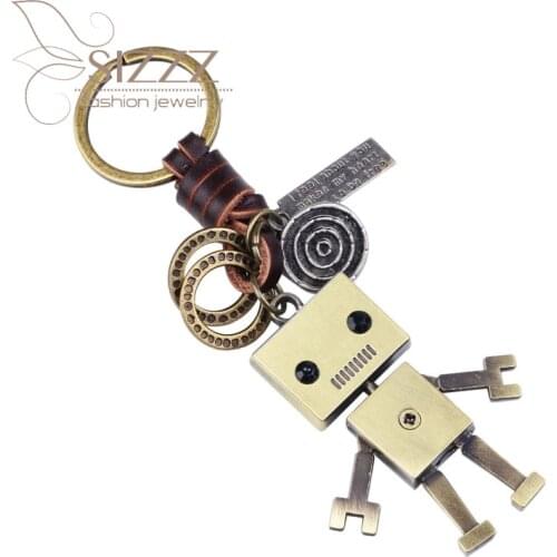SIZZZ 2019 New fashion big head robot pendant creative car keychain for women/men