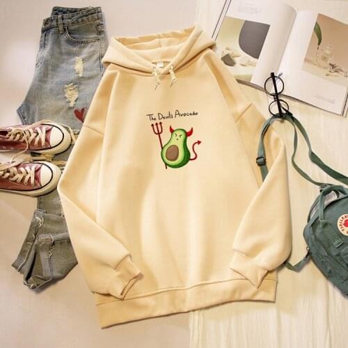 Autumn Korean Style Avocado Letter Print Long Sleeve Hoodies Women Harajuku Funny Graphic Sweatshirt Streetwear Hoody Sudaderas