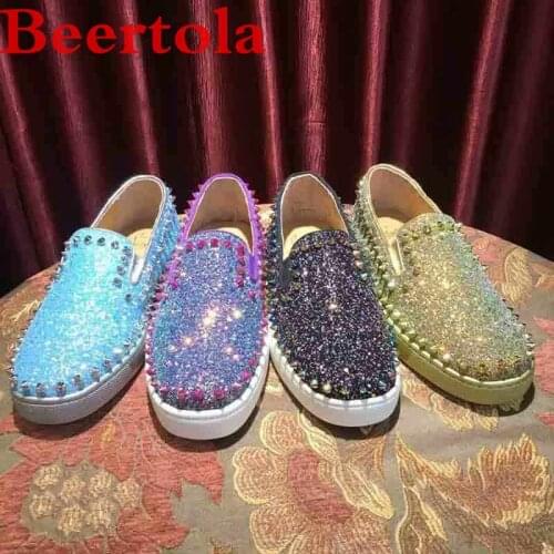 Glitter Sequined Cloth Casual Mens Shoes Loafers Men New Autumn Spikes 4Colors Flats Shoes Masculine Slip On Lazy Shoes For Men