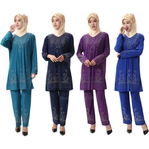 Abaya Turkish Tops Pants Muslim Dress Abayas Hijab Robe Dubai Kaftan Islamic Clothing for Women Ramadan Sequin Saudi Arabia