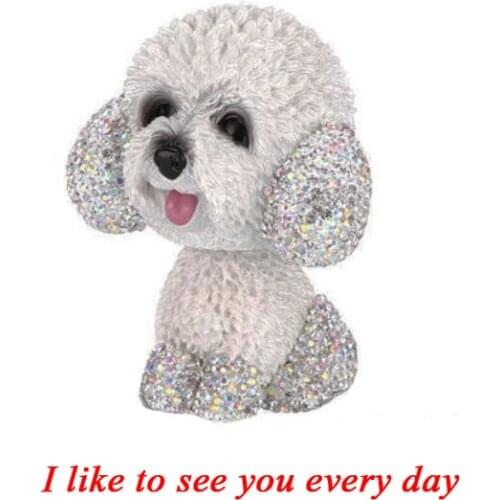 New Style Car Interior Ornaments Diamond Cute Dog Shaking Auto Interior Accessories Car Decoration Living Room Bedroom Girl Gift