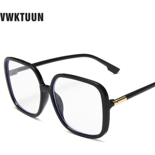 VWKTUUN Anti Blue Ray Eyeglasses Frame Female Eye Glasses Frame Men Vintage Optical Glasses Big Square Glasses Frames