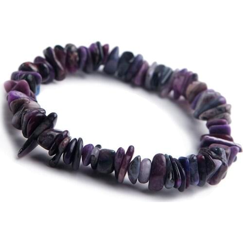 South African Genuine Purple Natural Sugilite Gems Stone Irregular Beads Stretch Woman Lady Bracelet