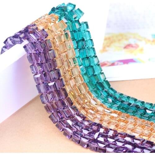 ZHUBI 8*8mm 500pcs Charms Crystal Glass Bead Square Cube Chunky Beads DIY Craft For Jewelry Making Bracelet Necklaces 18Colors