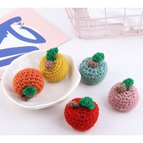Winter style 20pcs/lot color Hand-knitted weaving woolen cartoon 3D apple shape dolls diy jewelry garment/keychain accessory