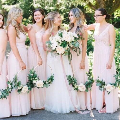 Gold Metal Ring Wreath Flower Rack Wedding Bridesmaid Handheld Garland DIY Birthday Party Backdrop Decor Hoop 10-40CM