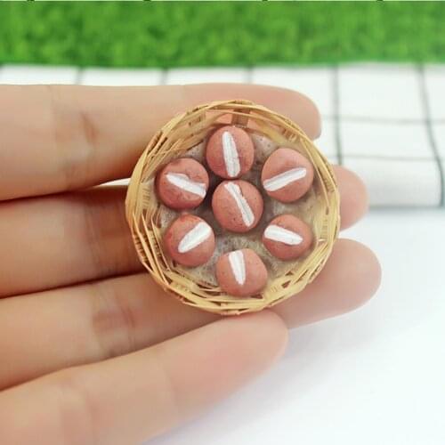 1/12 Dollhouse Food Play Scene Mini Cream Puff Bread Basket Model Toy DIY Gift Kids Educational Toys for Children Gifts