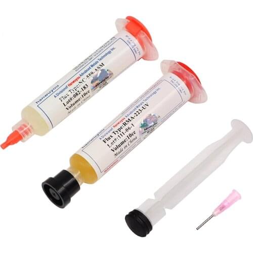 10cc NC-559 BGA PCB No-Clean Solder Paste Welding Advanced Oil Flux Grease Soldering Repair Tool RMA-223 Flexible Tip Syringe