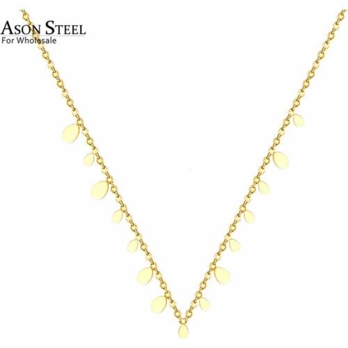 ASONSTEEL New Stainless Steel Water Drop Shape Pendant Collier Bijoux Gold/Silver Color Choker Necklace Accessories Friend Gift