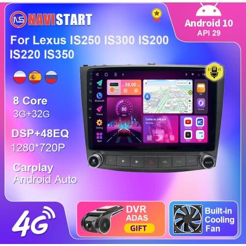 Android 10 For Lexus IS250 IS300 IS200 IS220 IS350 2005-2012 Car Radio 4G Android Auto Carplay GPS Navigation 2 Din DVD Player