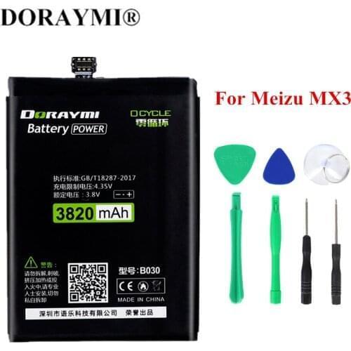 DORAYMI Phone Battery for Meizu MX3 M055 M351 M353 M355 M356 Bateria 3820mAh High Capacity B030 Replacement Batterie
