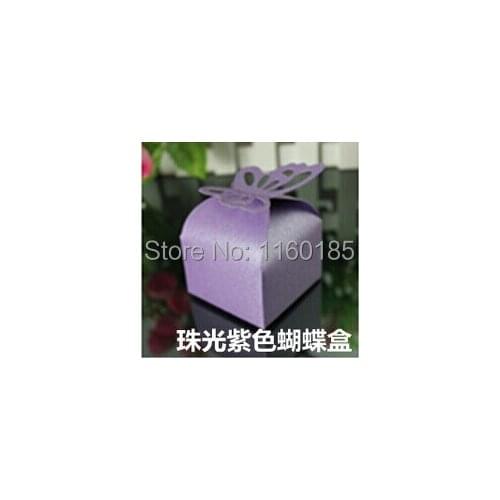 Free Shipping 100Pcs Purple Butterfly Wedding Candy Box Baby Shower Favor Box Favour Box Gift paper Cake Box Wedding Party