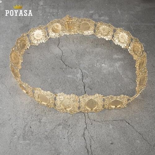 Free shippping Moroccan Caftan wedding gold copper Metal coin belt for women