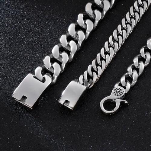 Fashion 22cm Stainless Steel Big Link Chain Bracelet For Men Heavy Chunky Cuban Chain Biker Bracelet Punk Jewelry Accessories