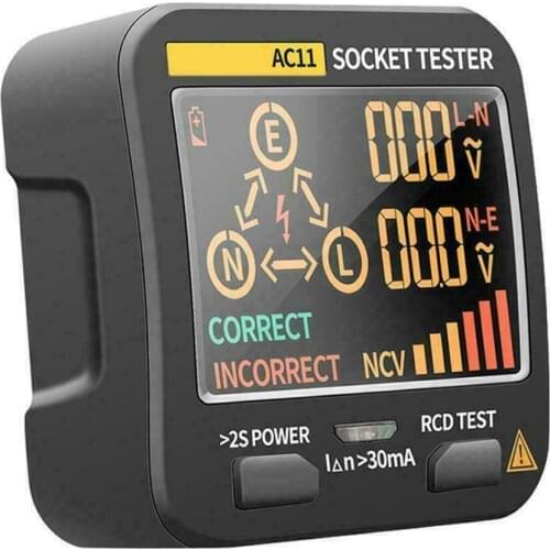 Digital Smart Socket Tester UK Plug Smart Voltage Socket Detector Screen Display Leakage Tester Ground Zero Line Phase Check