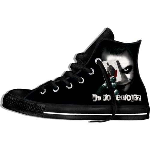 Joker Clown Evil Smile WHY SO SERIOUS Novelty Design Lightweight High Top Canvas Shoes Men Women Casual Breathable Sneakers