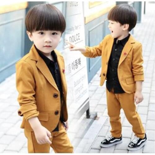 2019 Formal Boys Suit for wedding clothes Winter Fashion Classical Kids Wear 2 pcs : jacket+pants Baby Boys Clothes 2-8Y