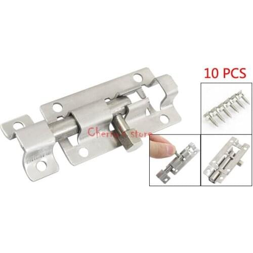 Best Promotion Wholesale Price 10 PCS Silver Tone Stainless Steel Hardware Furniture Cabinet Door Lock Barrel Bolt 2"