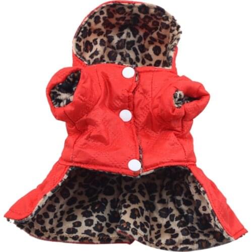 Cute Pet Dogs Leopard Costume Winter Dog Clothes Puppy Cotton Hoodie Clothes Warm Dog Coats & Jackets Chihuahua Pet Product