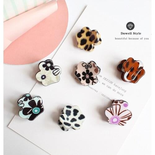 Cute mini flower leopard print hair claws hairclips headwear hair accessories