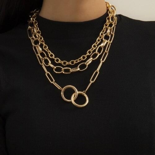 3Pcs/Set Multilayer Cuban Curb Chunky Chain Necklace for Women Men Boho New Fashion Circle Link Necklaces Aesthetic Neck Jewelry