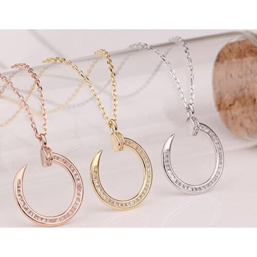 Fashion Necklace For Women Chains Sterling Zircon Undefined Pendant Real 925 Silver Jewelry Goth Rose Gold Vintage 2021 Trend