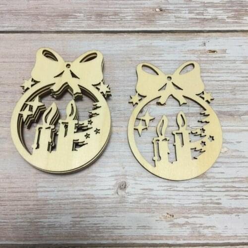 Set of 30 christmas candle shape decorations wood christmas tree decorations