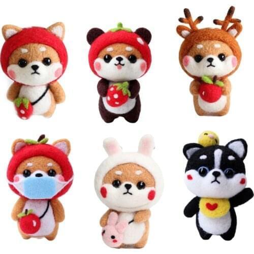 DIY Wool Felt Kit Dog Needle Crafts Wool Felting Doll Animals Kit Handmade Unfinished Handicraft Sewing Art Craft Gift