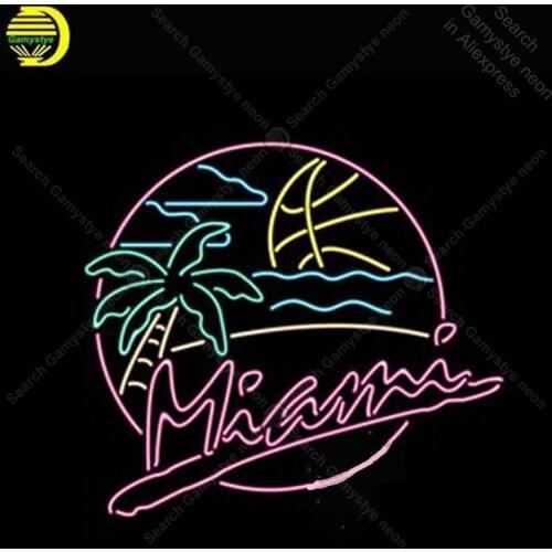 Neon Sign Miami Heat Beach Party palm Neon Bulb sign handcraft Beer Restaurant Decorate room vintage neon light anuncio luminos