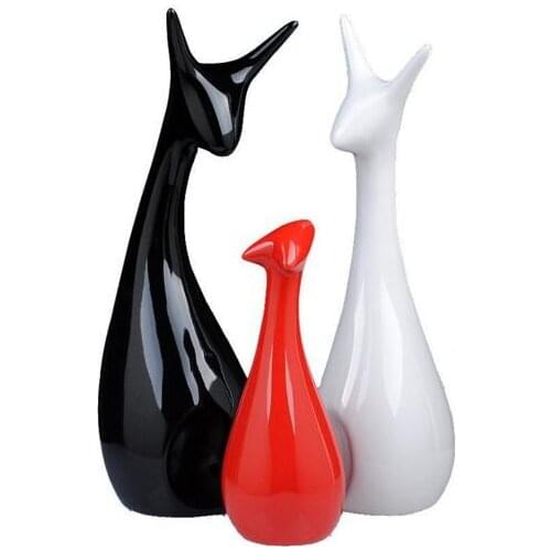 NORDIC MODERN CERAMIC DEER STATUE HOME SANLU ABSTRACT SCULPTURE HOME DECOR CRAFTS ARTWORK,CERAMIC ANIMAL FIGURINE,WEDDING GIFTS