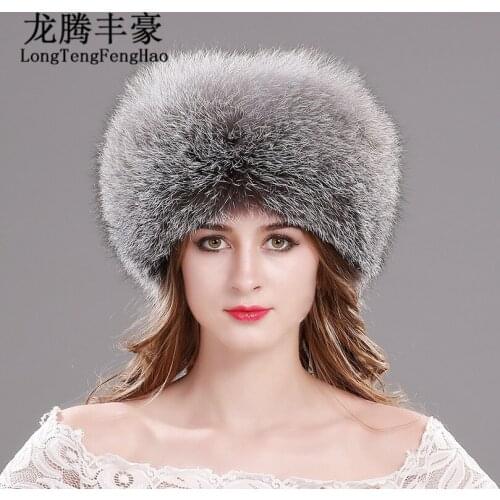 Fox Fur Beanies 100% Real Fox Fur Hat Top Genuine Leather Caps Women Lady Girl Skullies Beanies Autumn Winter Cap Hat
