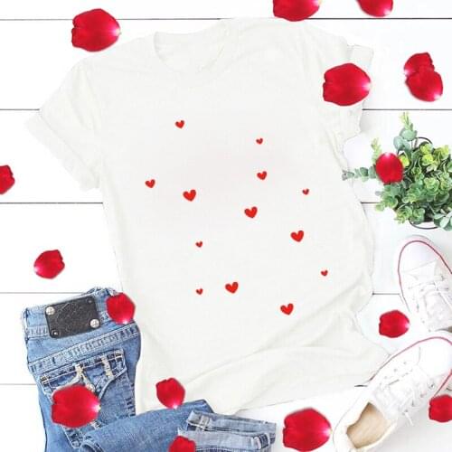Couple Clothes Matching Little Heart Printed Short Sleeve Crew Neck Womens Tshirts Holiday Streetwear Valentines Day T Shirt