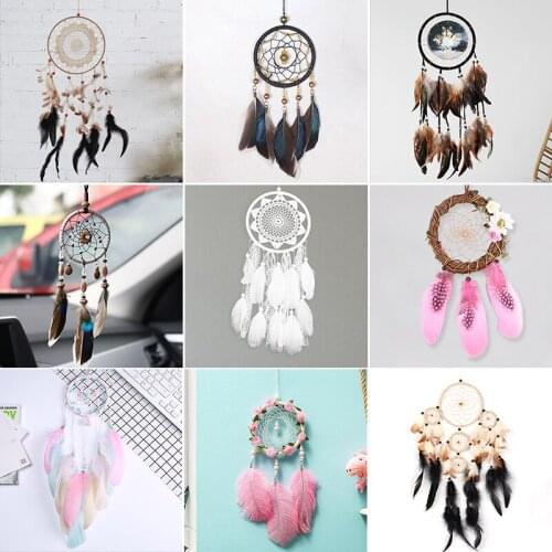 Five Rings Big Dream Catcher Handmade Feathers Indian Brown Dreamcatcher Wall Hanging Home Car Decor Craft