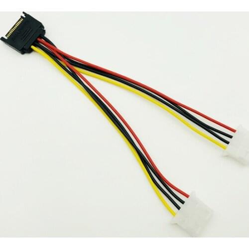 SATA 15 Male to New Dual IDE 4Pin Female Y Splitter 15cm Power Supply Extension Cable for 2.5 Hard Disk Drive HDD for BTC Mining