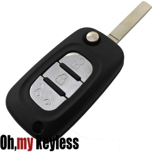 Folding remote key shell for renault car remote control key case 3 button fob cover uncut key blade