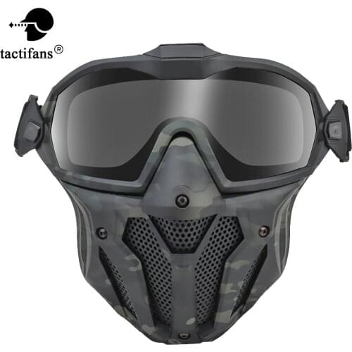 Tactical Mask Full Face Protective Airsoft Detachable Goggle With Anti-fog Fan System Motorcross Paintball Accessories